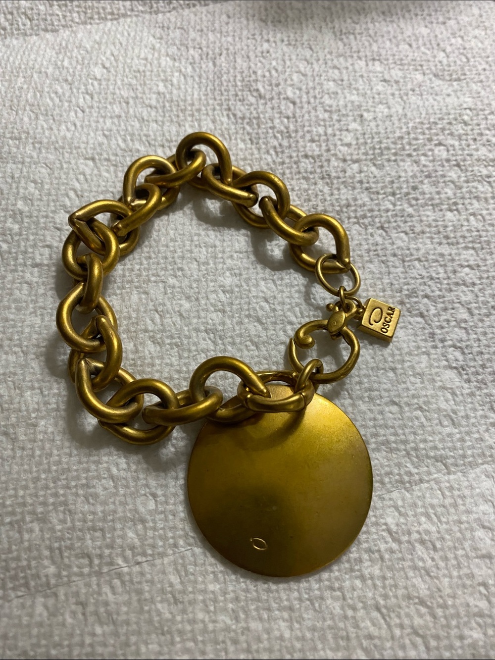 Oscar de la Renta Gold tone Disc Charm Chain Bracelet